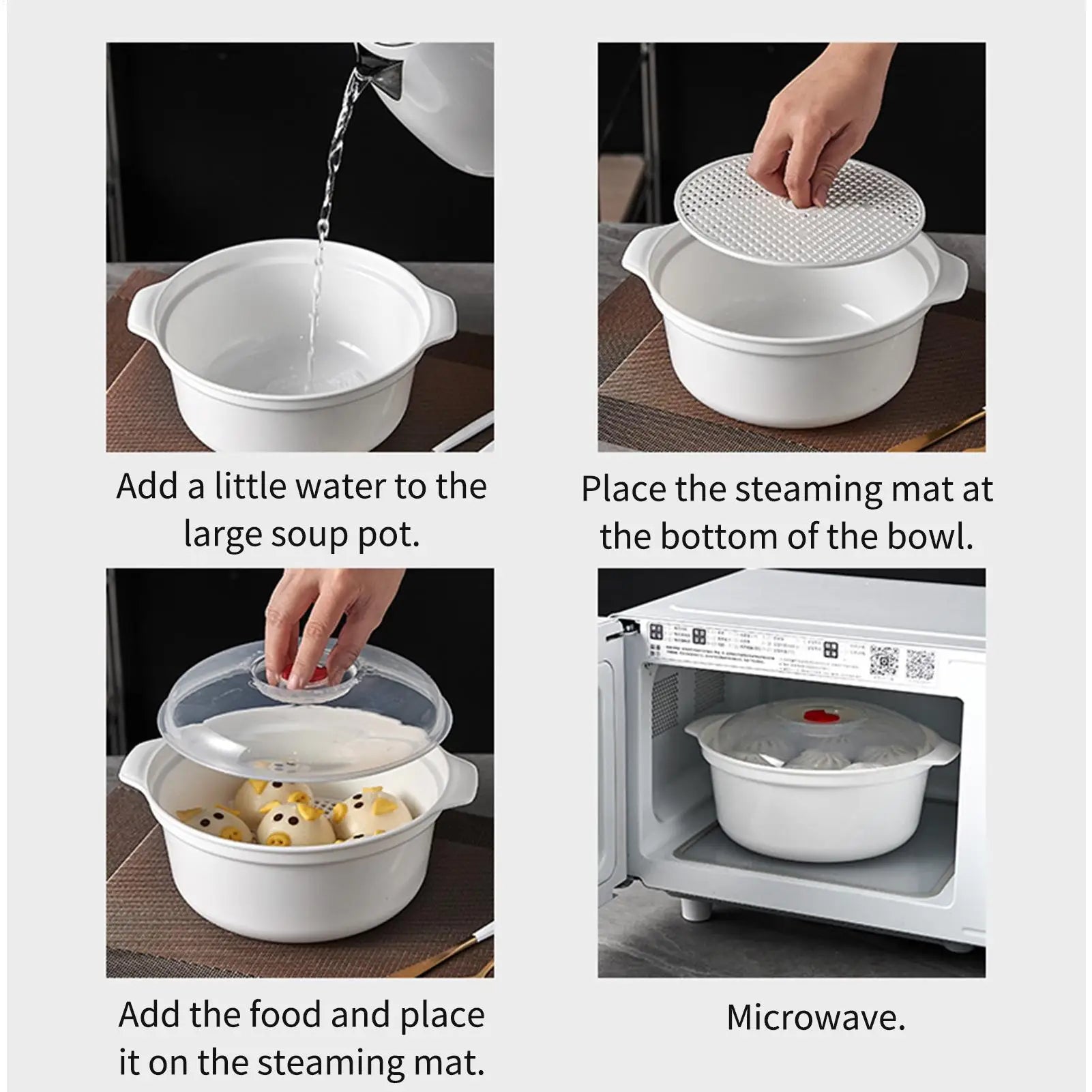 Microwave Oven Special Box Heated Soup Pot Rice Steamed Hot Steamed Buns With Lid Steamer Food Grade Kitchen Gadgets Tool Oasis Select