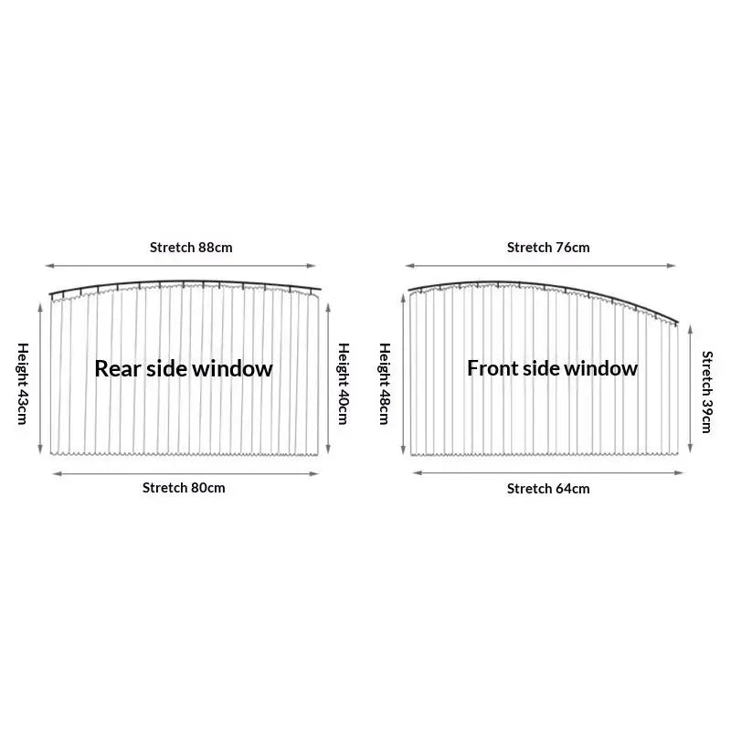2pcs Universal Car Sun Shade Side Window Curtain Auto Foldable Uv Protection Black Pure Cloth Sun Visor Blinds Cover Car-Styling Oasis Select