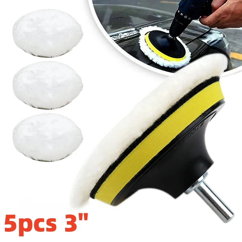 5-Pack Wool Car Polish & Wax Buffing Pads 3/5 Inch Kit Car Buffing Pad Kit Oasis Select 5pcs 3inches