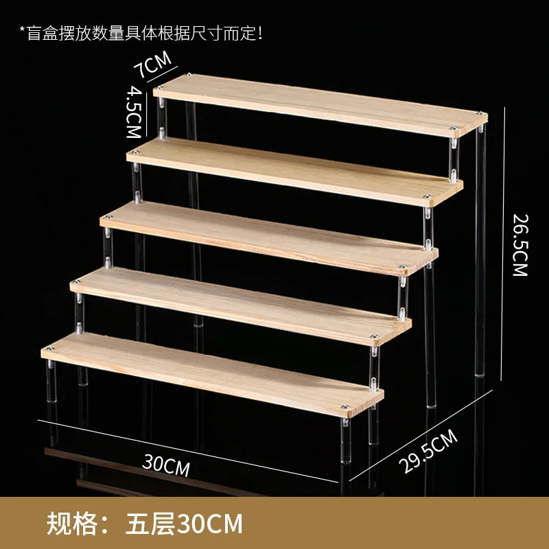 Wooden Ladder Display Stand – 2–5 Tier Acrylic Shelf Rack
