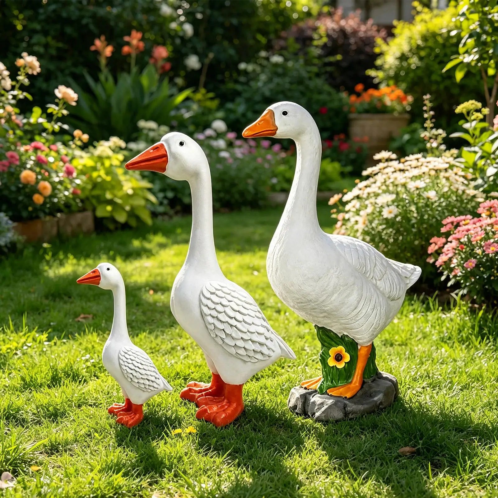 Porch Goose Lawn Garden Goose Statue Resin Realistic Large All-Weather Goose Statue for Garden Yard Farmhouse Pathway Driveway Oasis Select