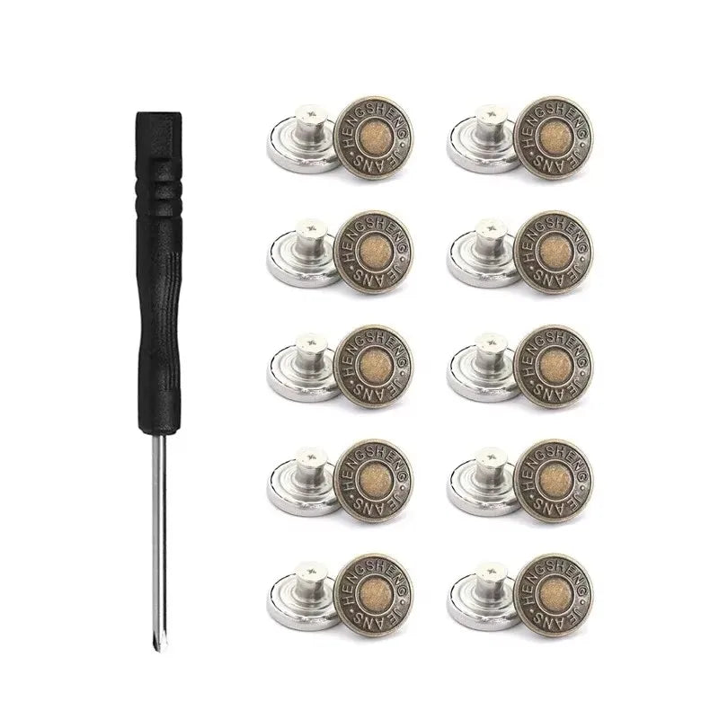 10/20/30/40pcs Adjustable Jean Buttons Replacement Metal Jeans Buttons No Sew Removable For Jeans Pants Bags Denim Clothing Oasis Select 10pcs F