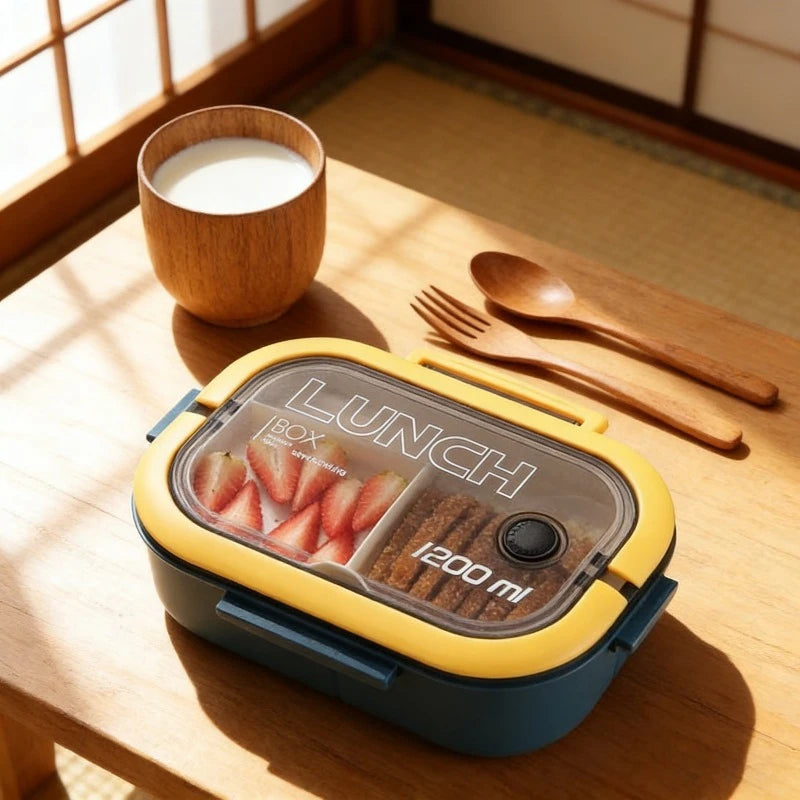 Single Double Layer Lunch Box Portable Compartment Food Container Microwave Safe with Fork Spoon Picnic Fresh Meal Box Oasis Select