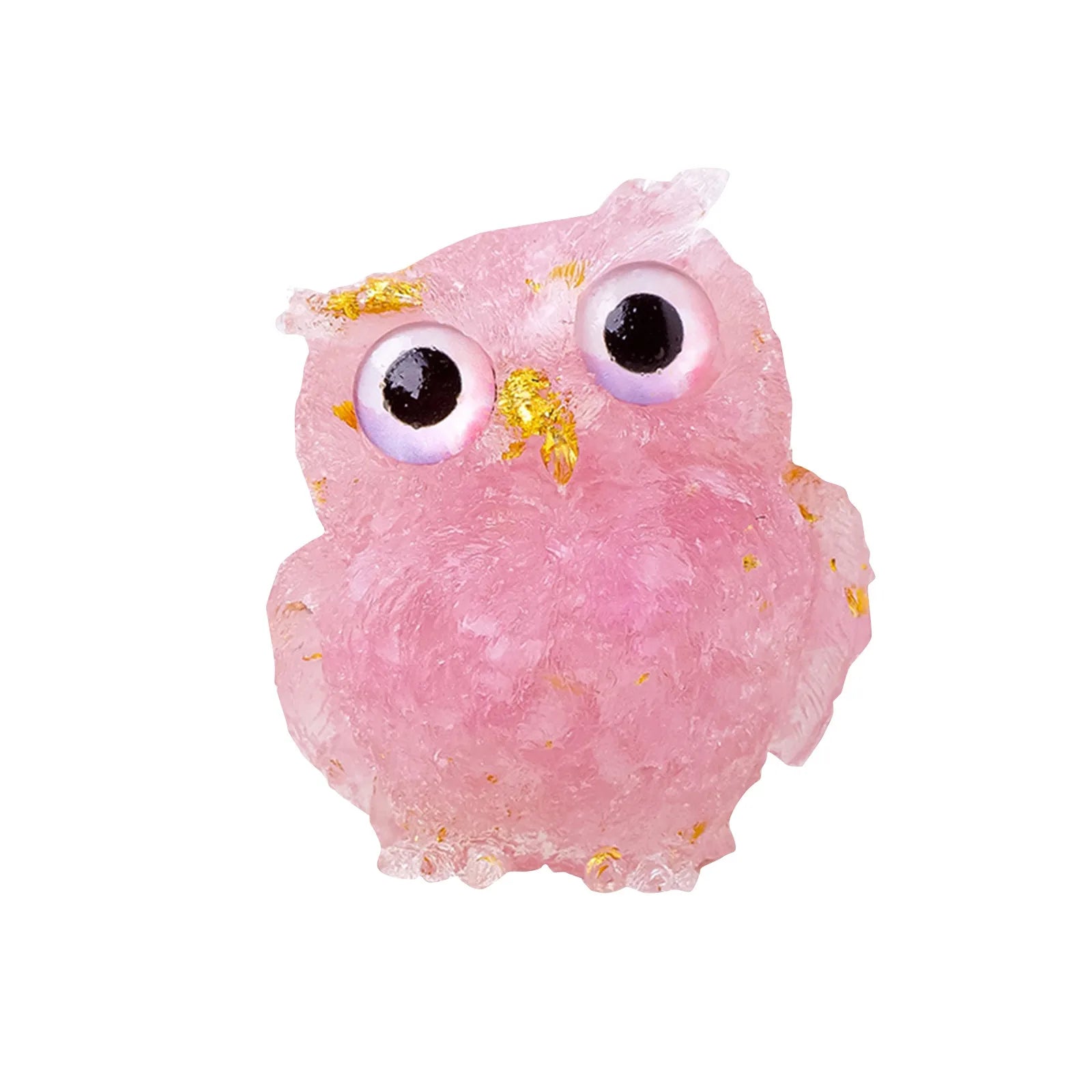 1PC Natural Owl Amethyst Rose Quartz Cute Animal Image Macadam Drip Glue Resin Owl Household Supplies Desktop Ornament Oasis Select
