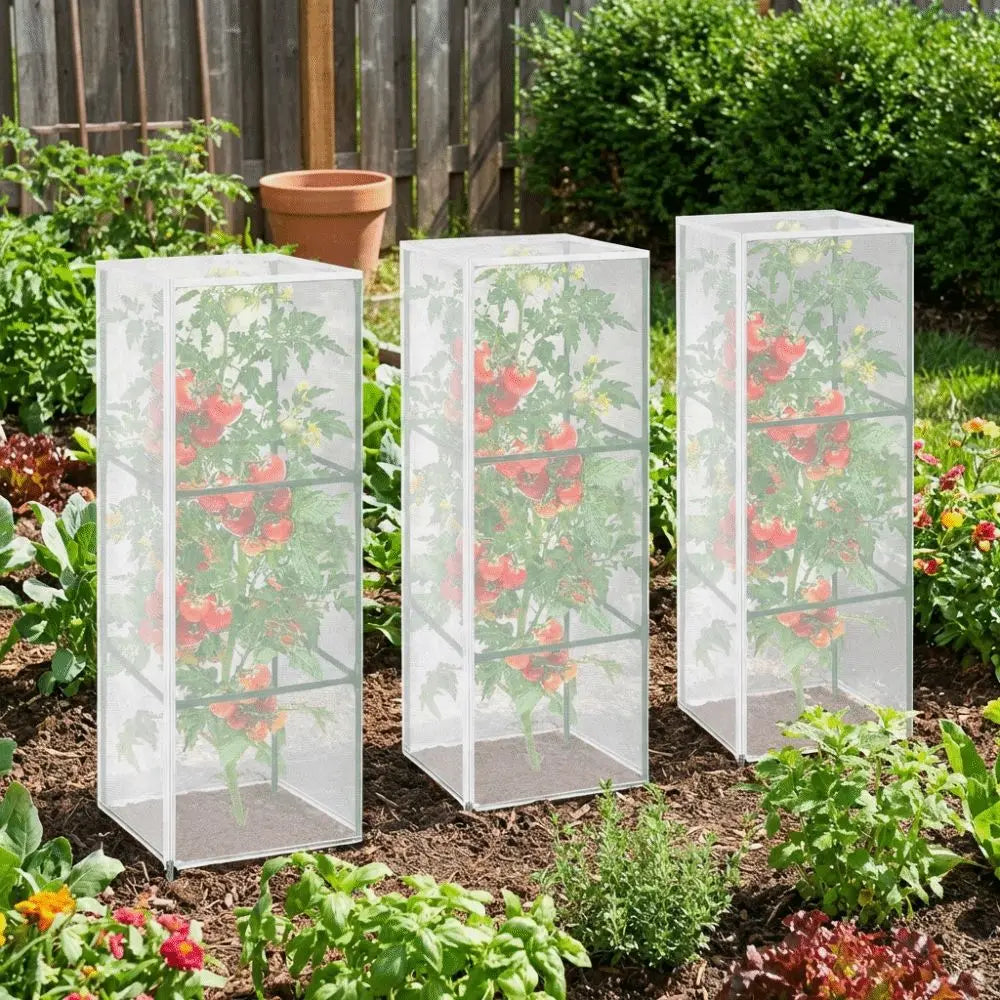Fine Mesh Plant Netting Cover Breathable Square Shape Bird Barrier Net Zipper Closure Tear Resistant Tomato Cage Cover Oasis Select