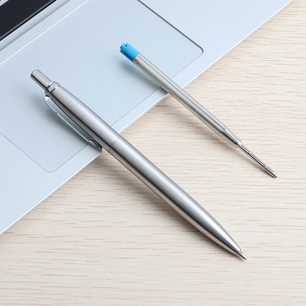 5Pcs Metal Ballpoint Pens Set,G2 Refill Blue Ink Automatic Pens, Promotional Writing Pens for School Office Stationery Metal Pen Oasis Select