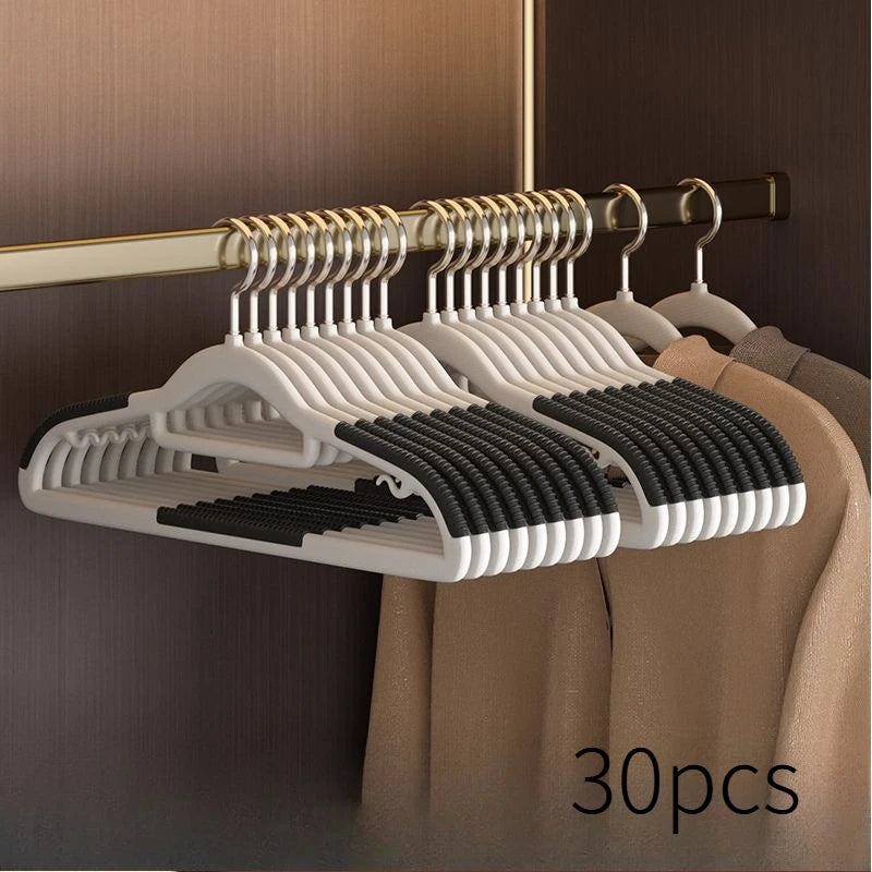 30pcs Set of Non-slip Hangers Sturdy and Durable Rotating Hook Hangers Laundry Bathroom & Bedroom Clothes Hangers Organization Oasis Select 30pcs Black