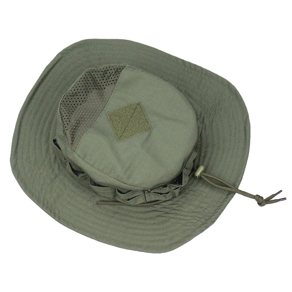 Camouflage Enthusiasts Square Pocket Camo Bonnie Cap US Bucket Benny Hats Fishing Outdoor Hiking Tactical Sun Caps Oasis Select Army Green