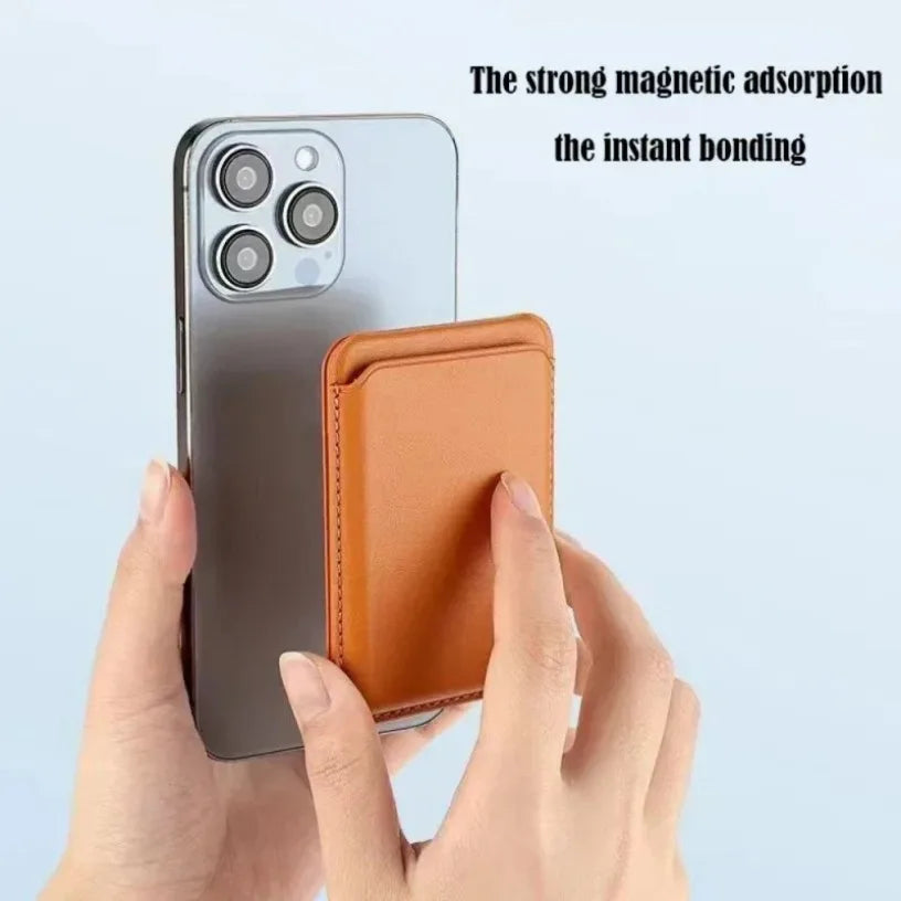 Magnetic Wallet Card Holder for IPhone 17Pro 16 15 14 13 12 Lightweight Magnetic Leather Phone Holder Pouch Stand for Magsafe Oasis Select