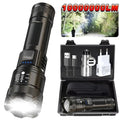 Super Bright LED Flashlight Type-C Rechargeable Long Range Tactical Torch Outdoor Waterproof Emergency Camping Fishing Lantern Oasis Select SET
