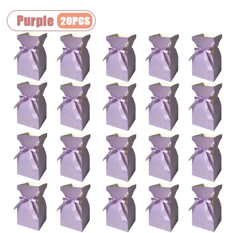 10-40PCS Valentine S Day Flower Box Gift Packaging Bouquet Wrap Floral Arrangement Supplies Handbag Basket with Handle Oasis Select Purple-20PCS 20x11x11CM
