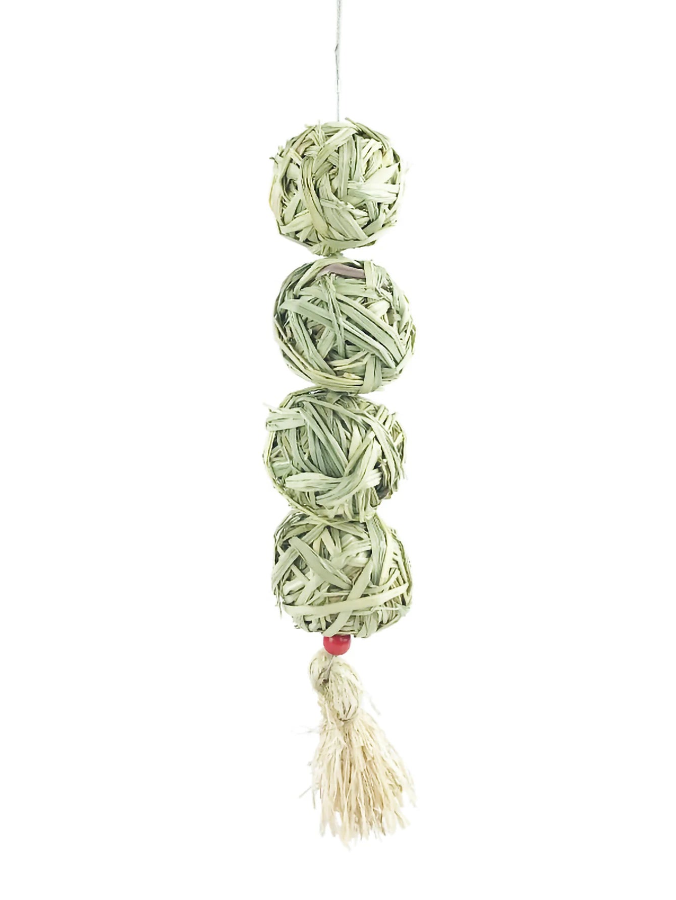1PC-Pet rabbit grass woven ball hanging string rabbit grinding toy Oasis Select Grass green
