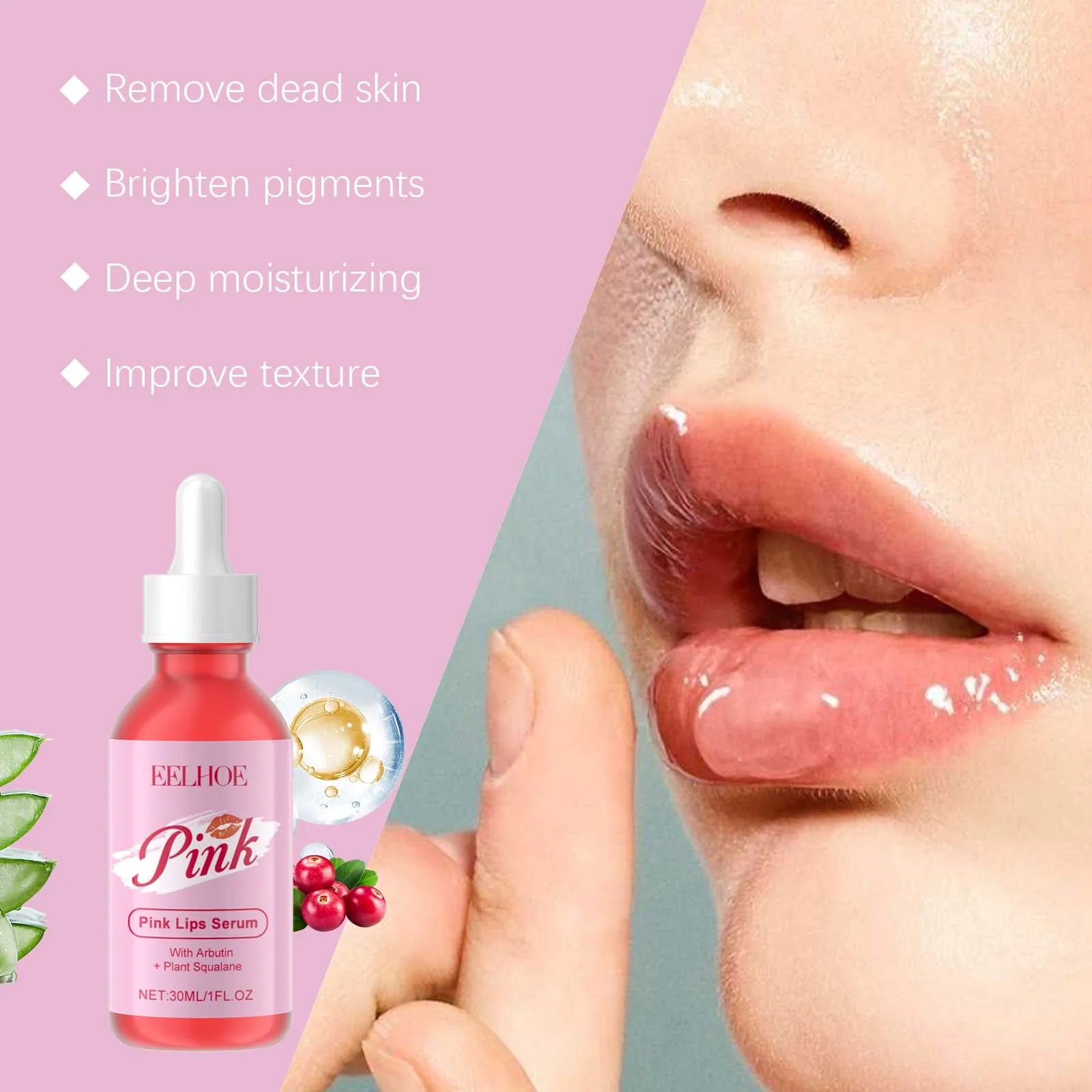 Eelhoe Pink Lip Serum – Plumping, Brightening & Moisturizing Lip Brightening Serum Oasis Select