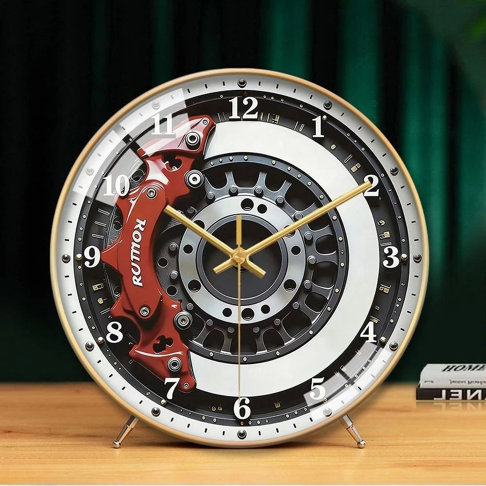 Industrial Style Hub Clock Modified Car Brake Caliper Mute Table Clock for Living Room Desk Clock Oasis Select