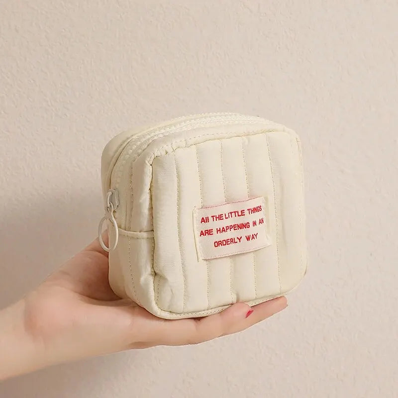 Korean Mini Square Makeup Bag – Lipstick & Earphone Organizer