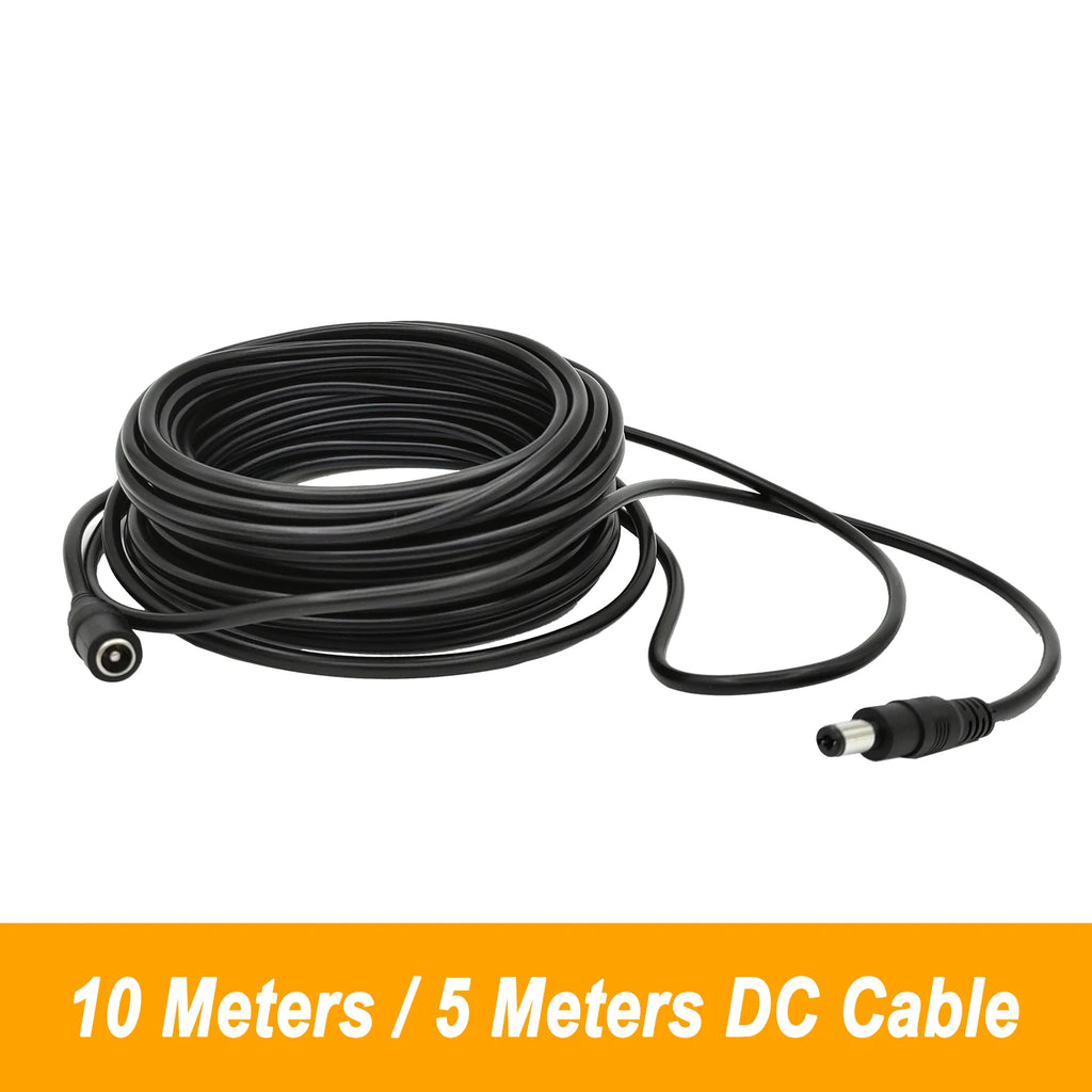 5M 10M DC12V Power Extension Cable 5.5mm*2.1mm Connector Male To Female For LED Lamp CCTV Security Camera Black Power Cable Cord Oasis Select