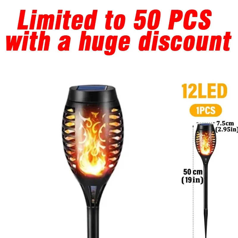 1-10Pack Solar Flame Light Outdoor 96/12 LEDs Flickering Torch Waterproof Night Lamp Garden Decoration for Lawn Path Yard Patio Oasis Select houyaDiscount offers Solar Charge