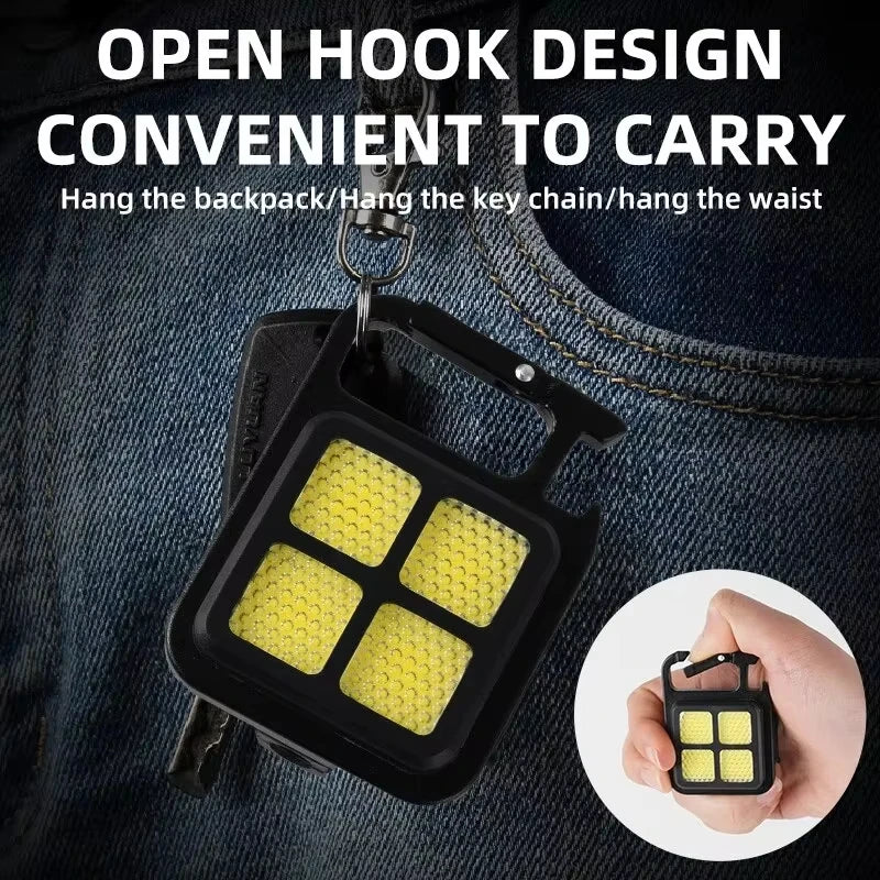 COB Flashlight LED Mini Protable Keychain Lamp High Bright Multifunctional Camping Lamp Outdoor Camping Torch Fishing Work Light Oasis Select