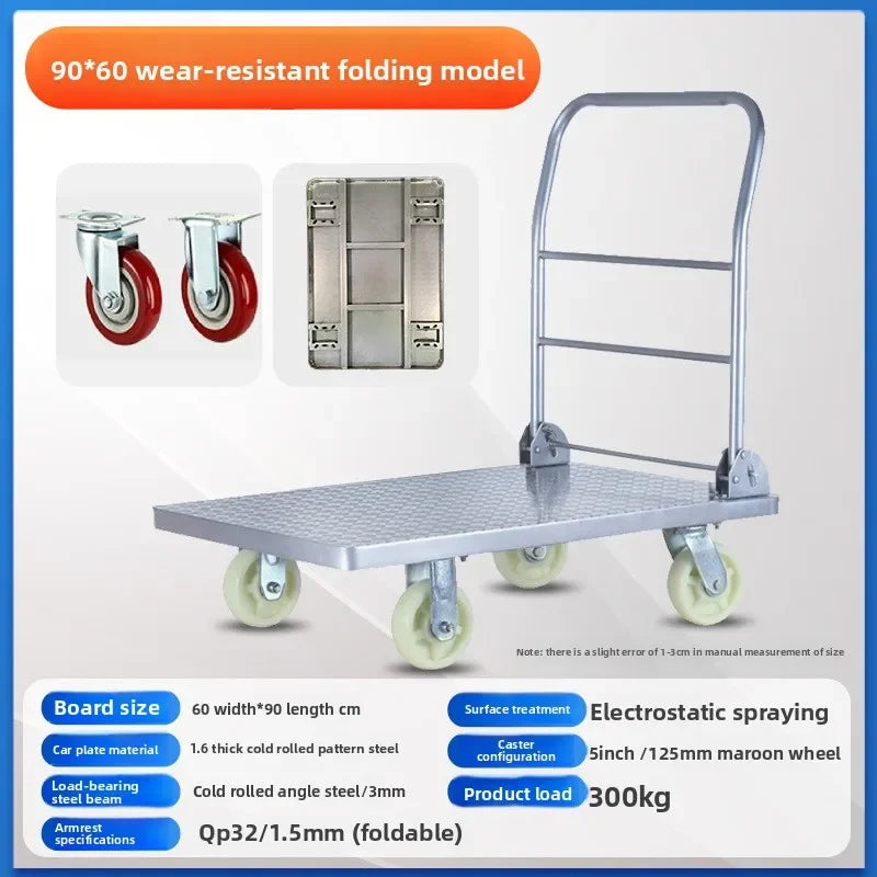 Multi-functional trolley flatbed trailer moving flatbed trailer trolley pulling load bearing folding trailer Oasis Select