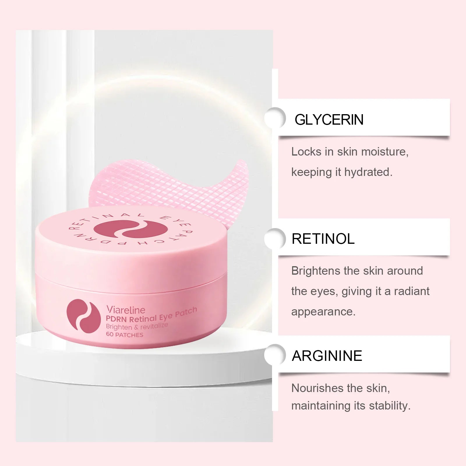 Brightening Revitalizing Eye Patch with Retinol Hydrogel Gel Eye Mask for Dark Circles Puffiness Hydrating Nourishing Under Eye Oasis Select