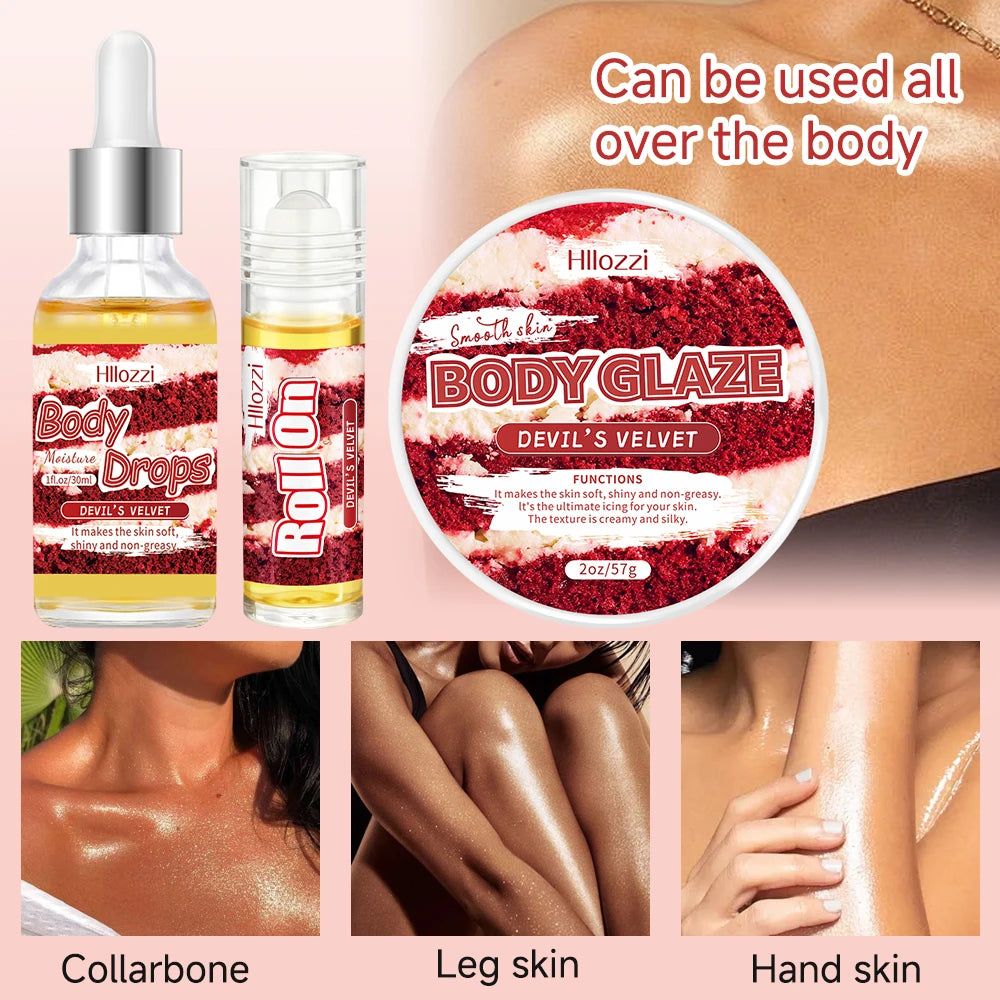 The Devil Velvet Body Oil and Gloss Set includes a free rollerball applicator for long-lasting hydration and moisturizing, Oasis Select