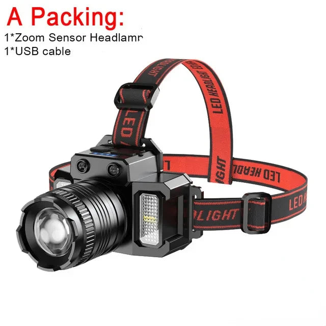 KDULIT Powerful LED Induction Headlamp Rotating Zoom USB Rechargeable Head Flashlight Outdoor Camping Fishing Headlight Oasis Select 1PCS