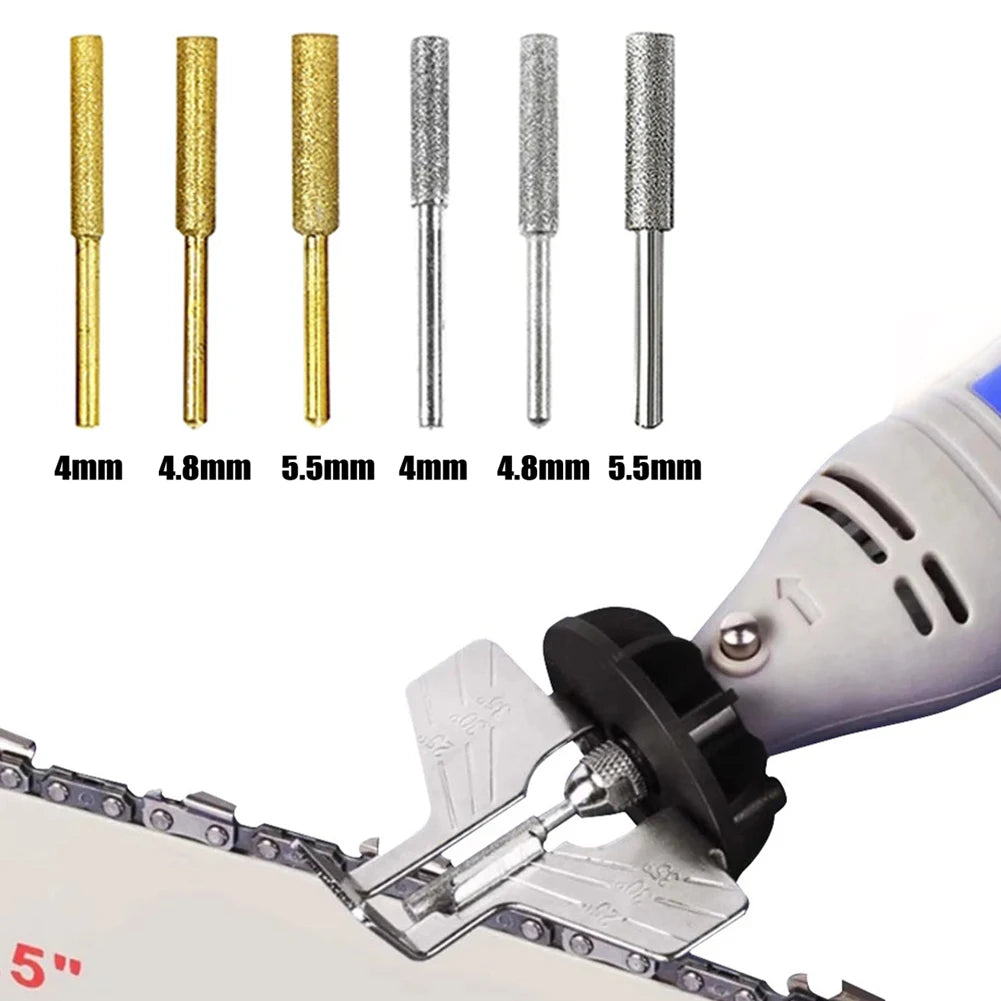 6Pcs Coated Cylindrical Burr 4/4.8/5.5mm Chainsaw Sharpener Stone File Chain Saw Sharpening Grinding Head Oasis Select Default Title