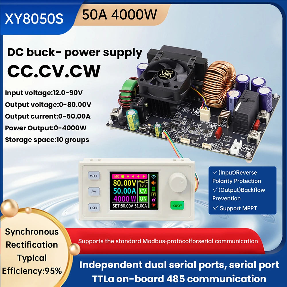XY8050S CNC DC Adjustable Step-Down Power Supply Module 50A/4000W Constant Voltage Current Module Input Voltage DC12-140V Oasis Select
