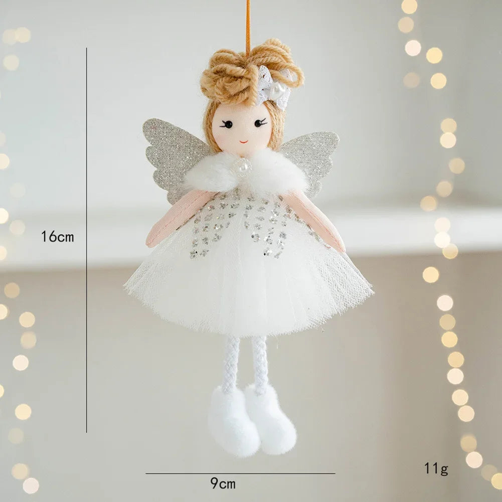 16*9CM Christmas Plush Mesh Angel Doll Pendant Cartoon Cute Wings Girl Doll Christmas Tree Decoration Bedside Hanging Oasis Select