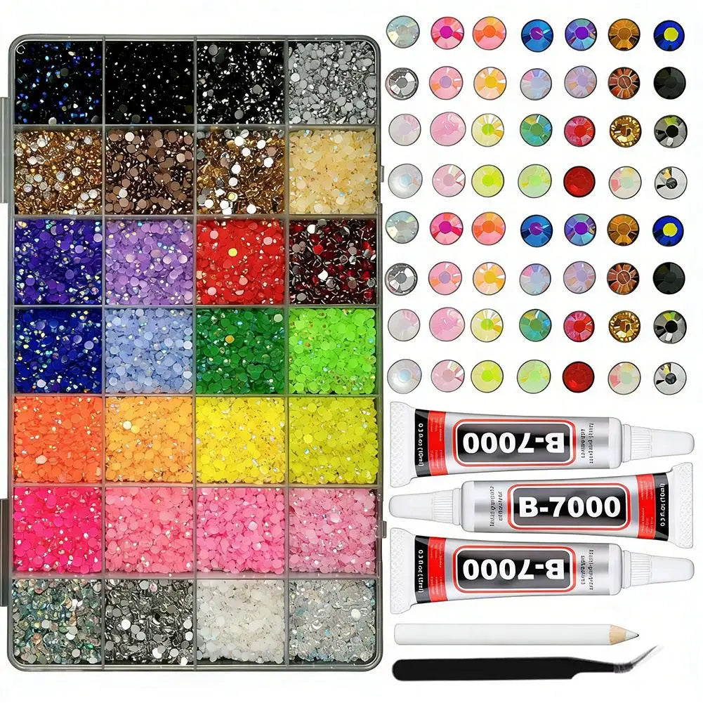 3D Nail Rhinestones Kit – 24-Grid Charms & Bedazzling Set Nail Art Rhinestone Kit Oasis Select E-28 grid kit