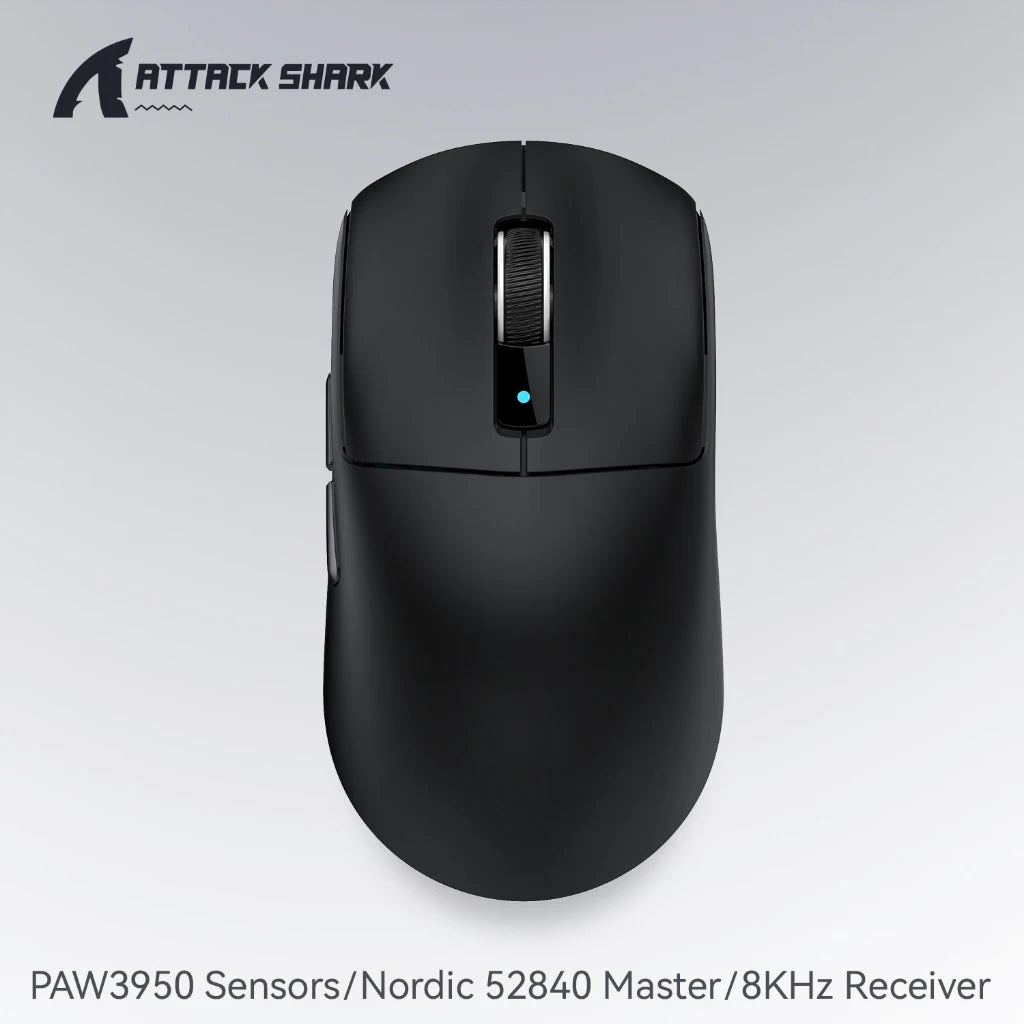 Attack Shark R6 Gaming Mouse 38g Ultra-Light, PAW3950 8K Return Rate Wireless, Nordic 52840, 24000DPI, Tri-Mode Oasis Select ATS-R6 Black