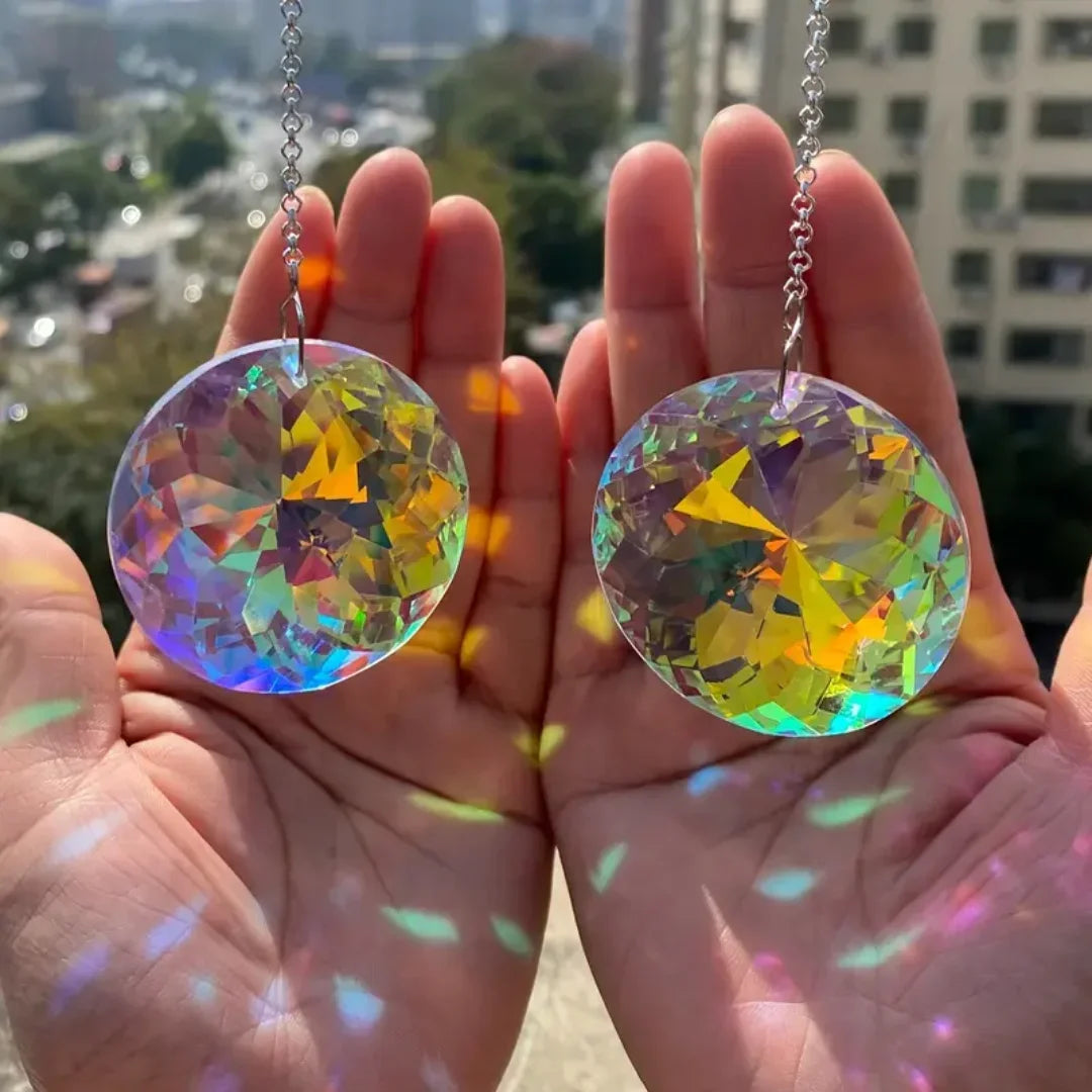 Round Crystal Sun Catchers Set of 2 – Glass Prism Rainbow Maker
