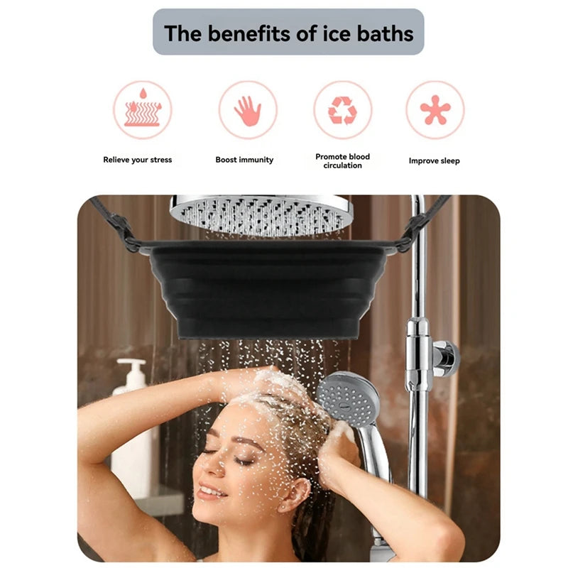 WISH Portable Silicone Ice Bath Bucket Foldable Cooling Shower For Cold Shower Therapy Oasis Select