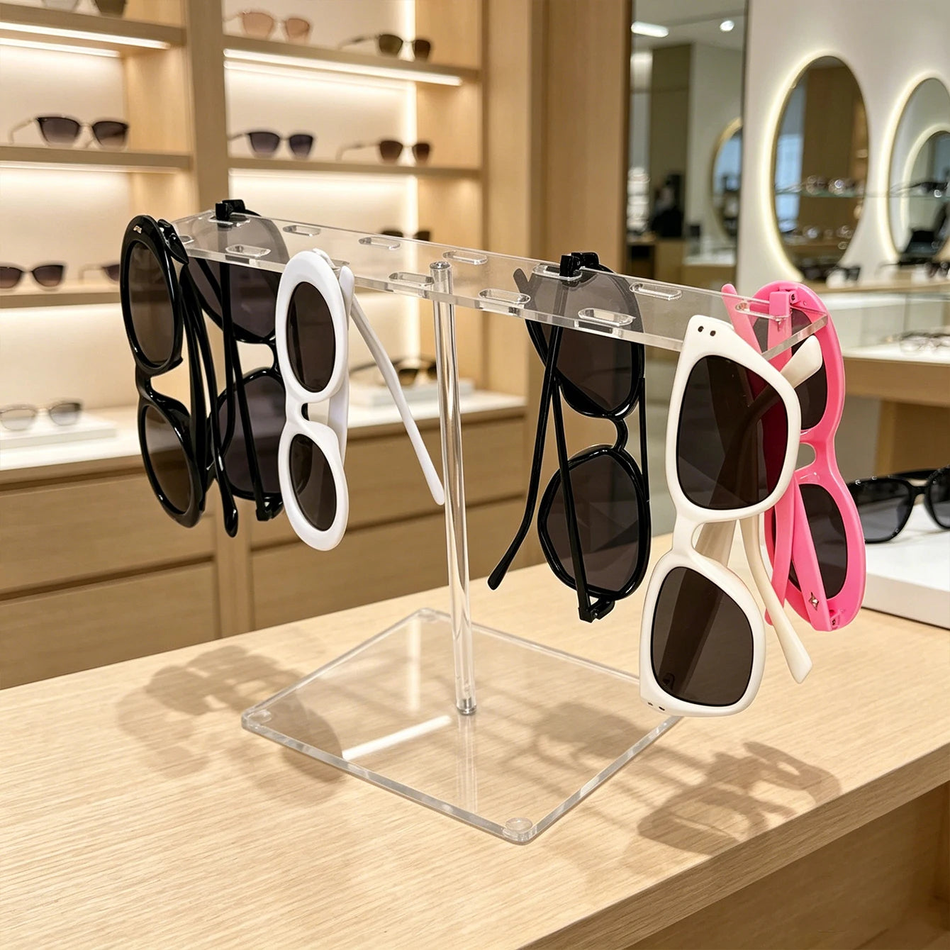 1pc desktop acrylic sunglasses/fashion glasses display rack, portable transparent home store universal storage organizing rack Oasis Select