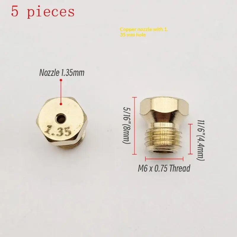 5PCS Burner Gas Hob LPG- Conversion Kits Jets 50 65 70 87 95 Brass Nozzle For Gas Stove Brass Nozzle Propane Injector Oasis Select A17