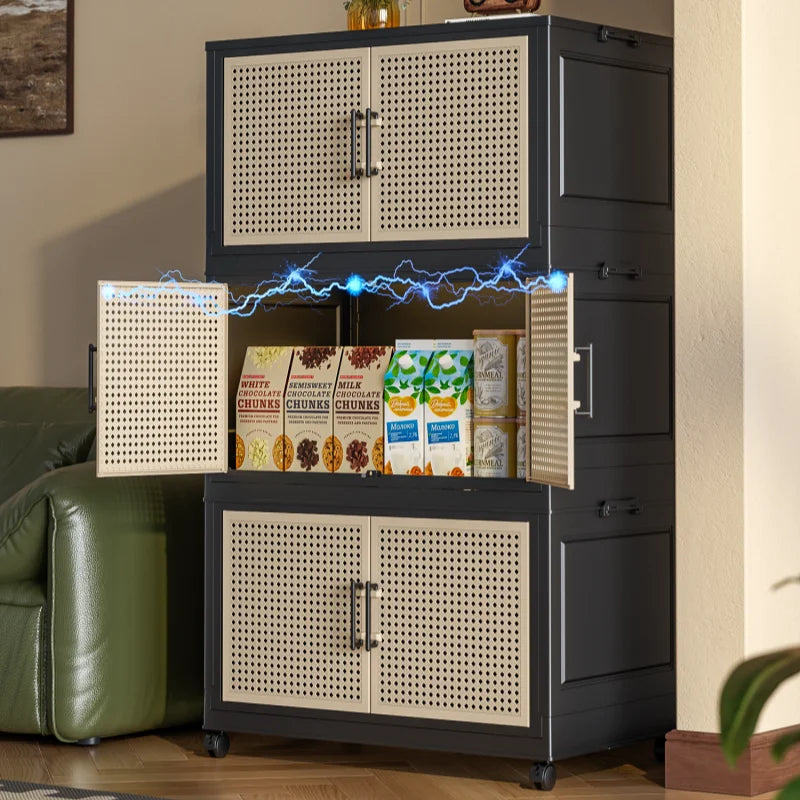 60cm Wide Foldable Storage Cabinet Rolling Clothes Organizer with Reinforced Frame for Bedroom Dorm Living Room Home Use Oasis Select