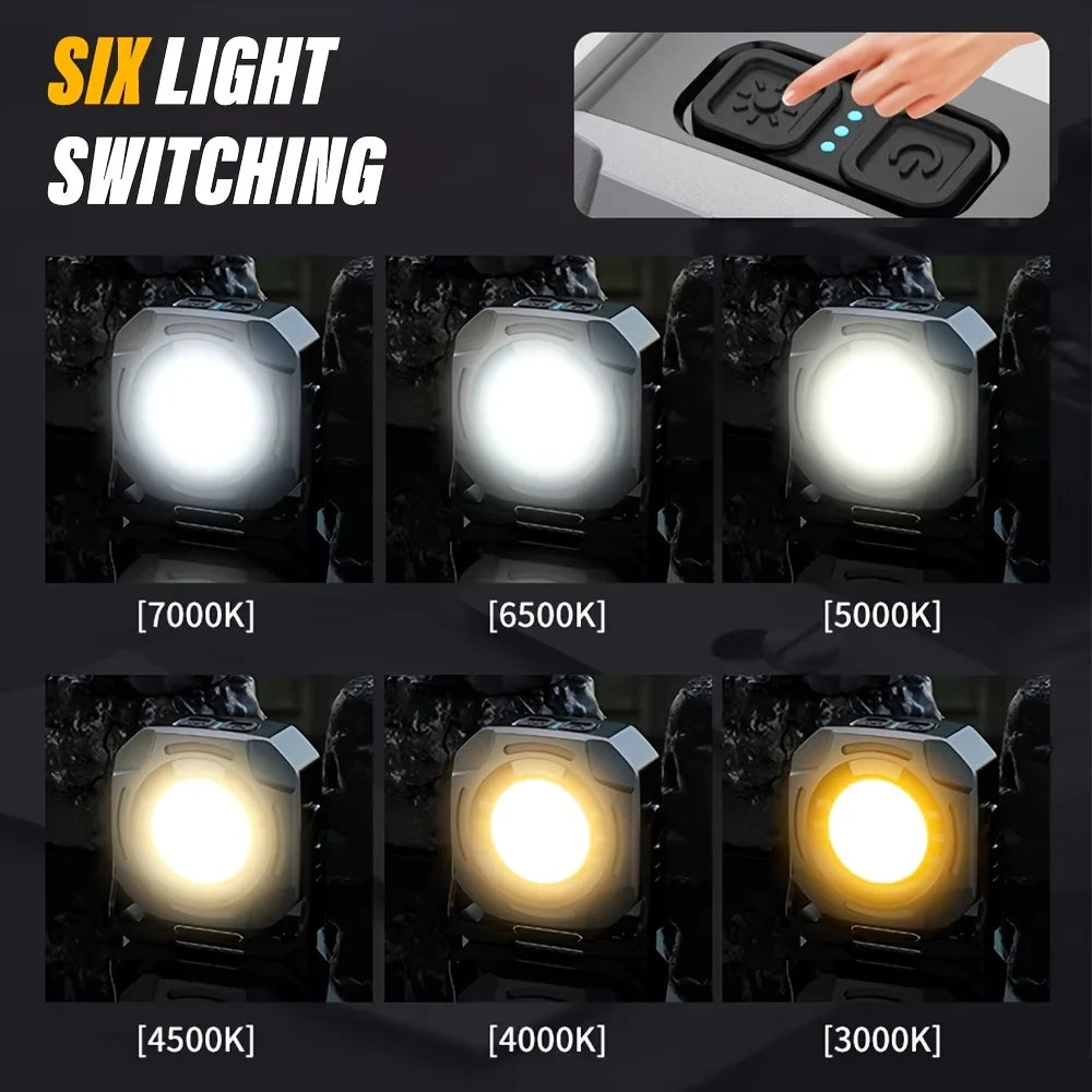 Mini Keychain COB Work Light 6 Modes USB Rechargeable Flashlight Portable Emergency Torch Camping Lights with Magnet Oasis Select