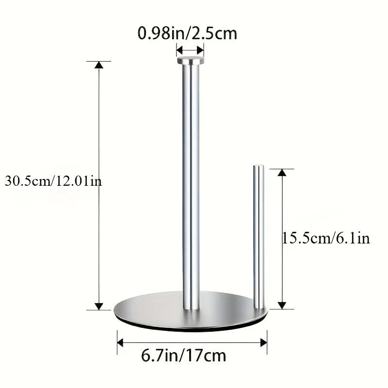 Stainless Steel Kitchen Roll Holder with Weighted Base - Heavy-Duty Countertop Organizer, Space-Saving Design for Paper Towels Oasis Select Silver