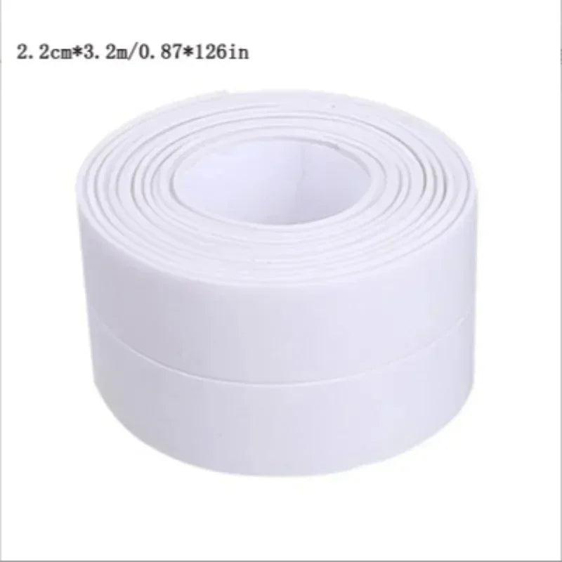 1 Roll of Waterproof White PVC Self-Adhesive Tape - Perfect for Bathroom, Sink & Kitchen - Super Strong Stickiness! Oasis Select