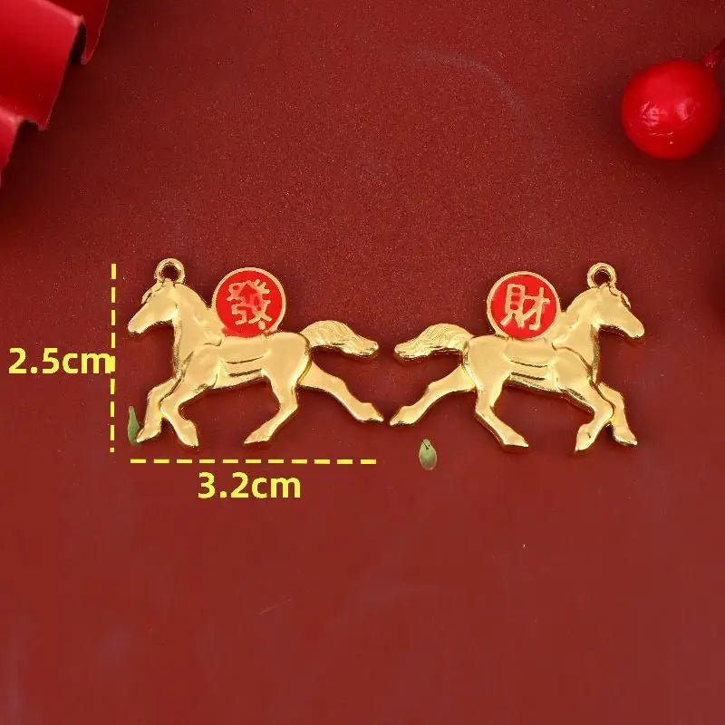 New Year Gifts Ornament Set, 2/3/4/10Pcs Golden Zodiac Horse Pendant, 2026 Year Of The Horse Car Home Decor Oasis Select A1 2pcs
