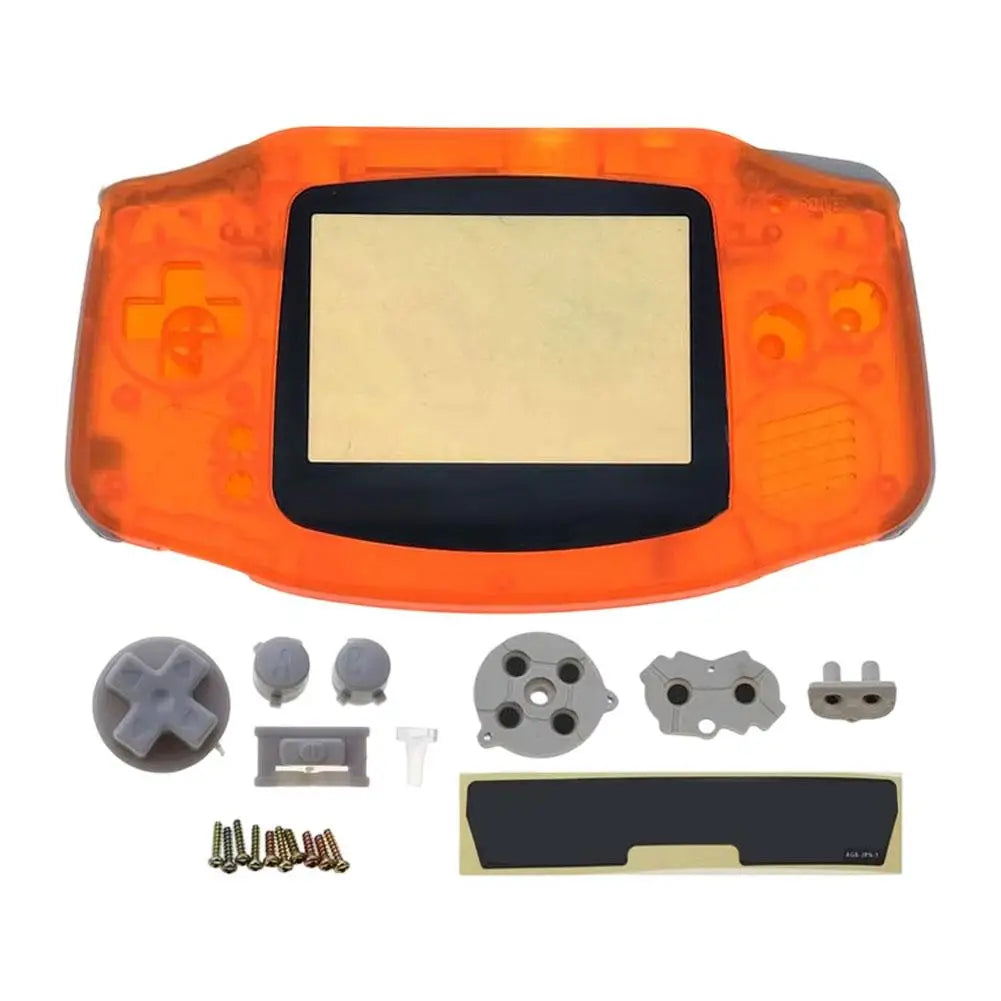 Full Housing Shell Replacement for Game Boy Advance GBA Clear Transparent Custom Case Cover Buttons Screws Full Set DIY Repair Oasis Select Clear Orange