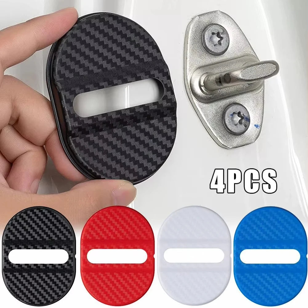4Pcs Carbon Fiber Door Lock Covers | Peel & Stick Car Protectors