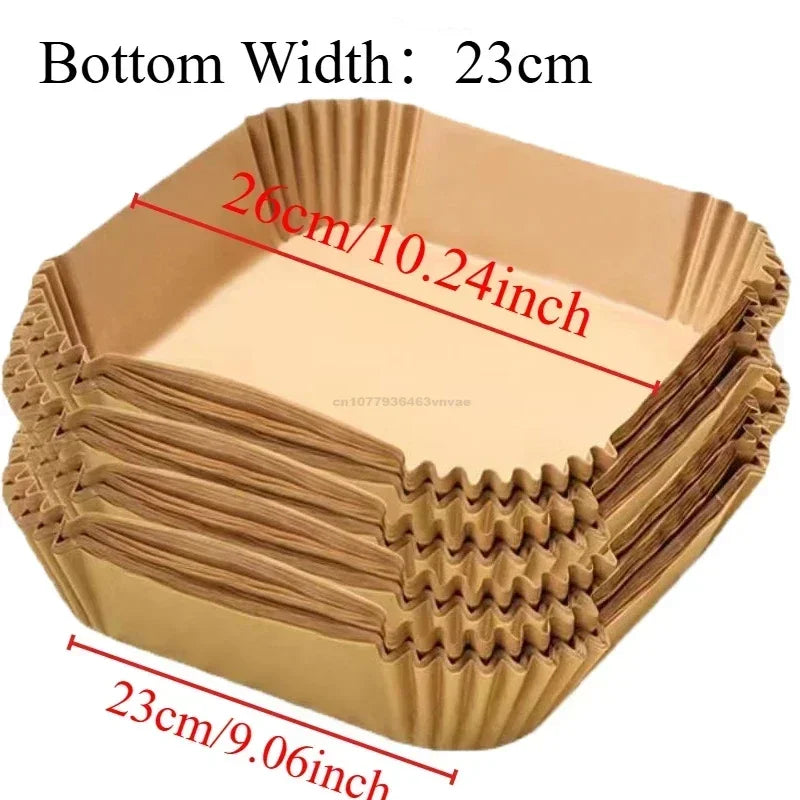 Air Fryer Paper Oven Paper Disposable Send Brush Non-Stick Airfryer Baking Papers Liners Parchment Paper for Baking Microwave Oasis Select 23CM-Square 300PCS