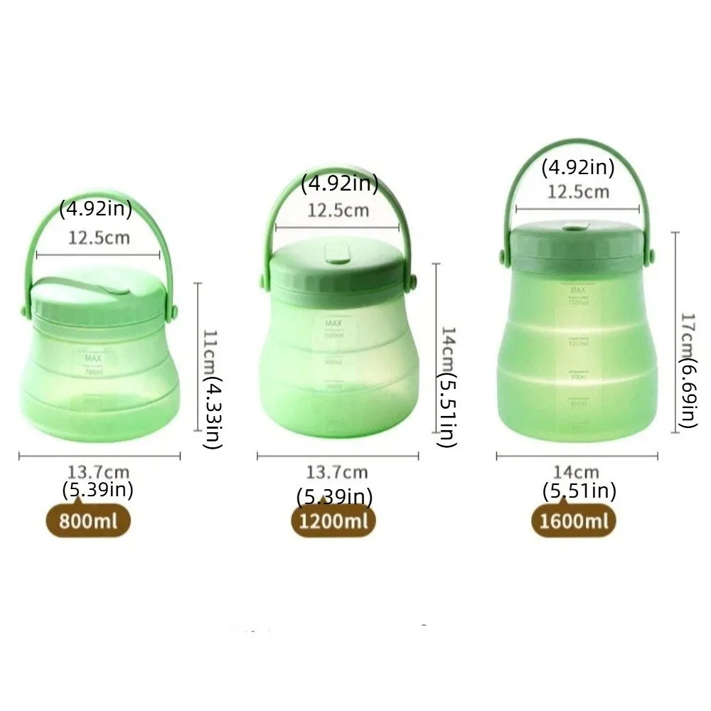 Foldable Silicone Food Storage Bucket 800–1500ml Leak-Proof
