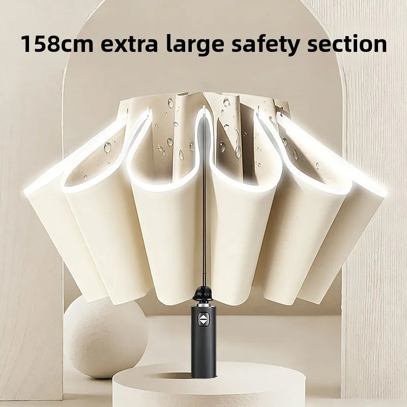 1pcs Auto Retractable Large Umbrella Heavy Rain Resistant Reverse Design Sturdy Thickened Structure for Daily Commute Oasis Select
