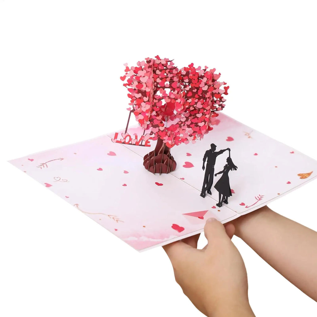 Valentines Card Romantic Theme Anniversary Card Pop-Up Mechanism 3D Heart Tree Couple Card Heart Tree Design Greeting Cards Oasis Select