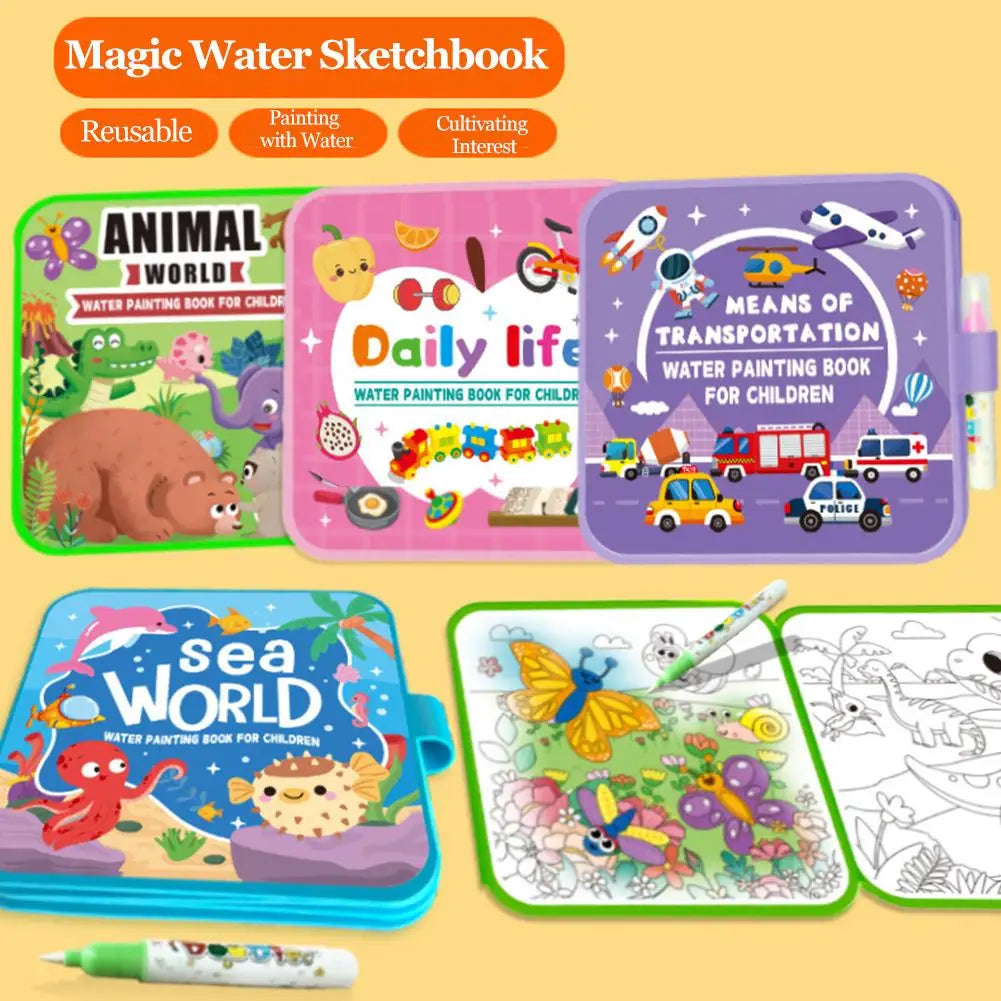 Magic Water Drawing Book DIY Doodle Water Drawing Book Coloring Books Birthday&Holiday Gift For Children Educational Toys Oasis Select