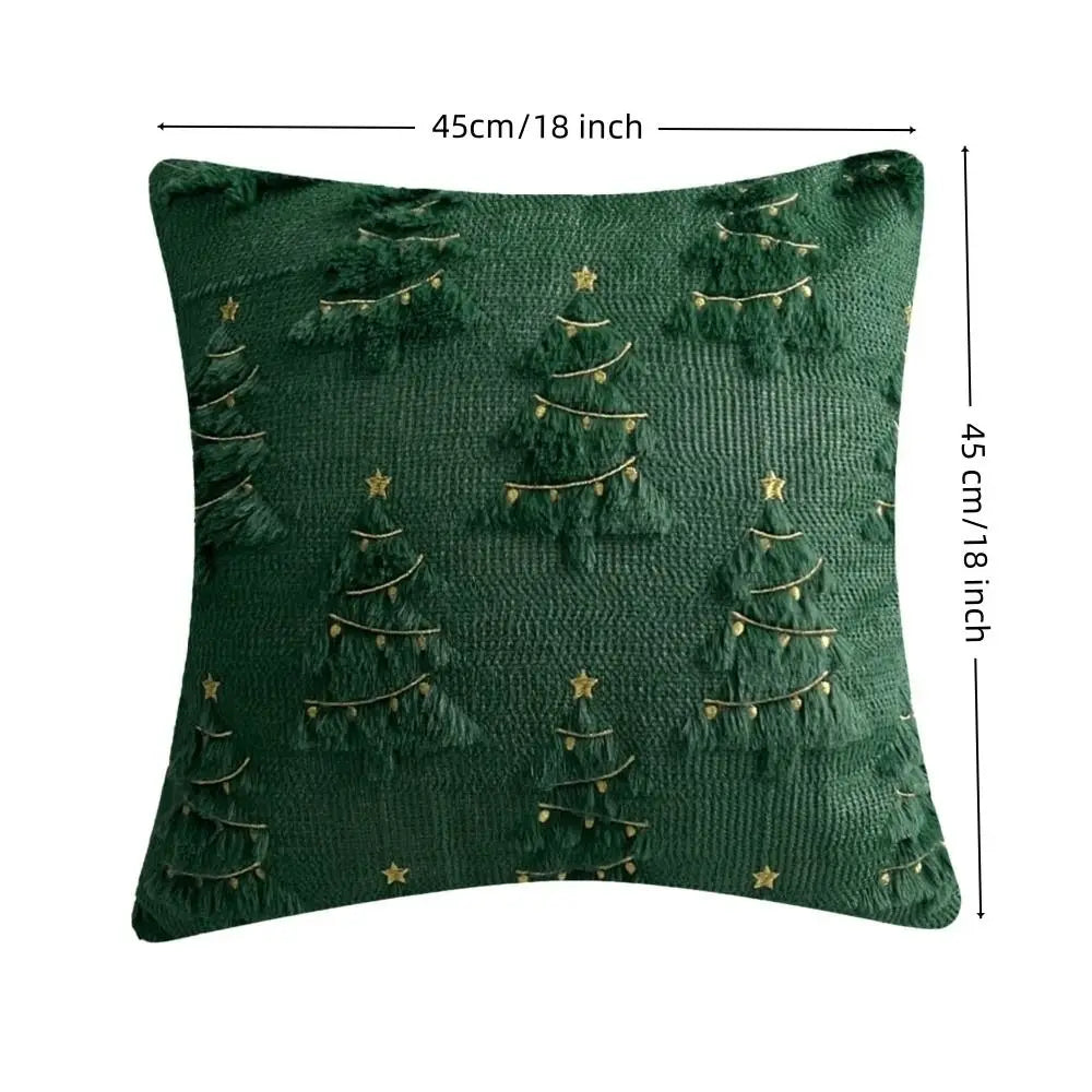 Christmas Plush Pillowcase – Xmas Tree & Reindeer Cushion Cover