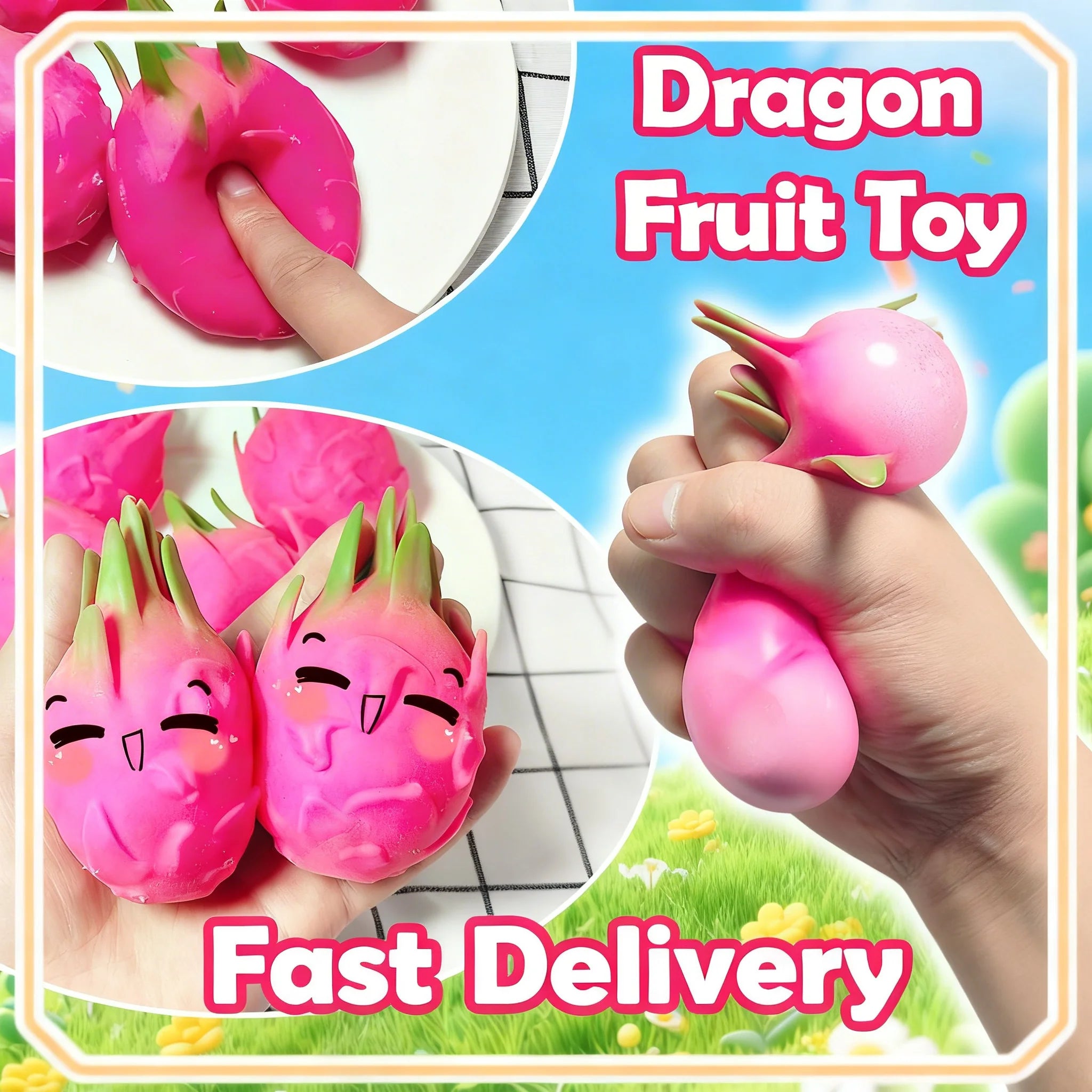 Dragon Fruit Squishy Stress Ball – Fidget Sensory Toy