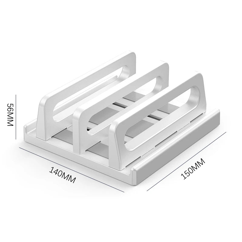 Dual-Slot Adjustable Vertical Laptop Stand ABS Plastic 4in1 Design Space-Saving For MacBook Chromebook Surface HP Dell Book IPad Oasis Select A4